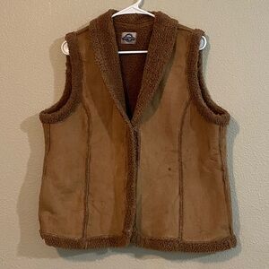 Shaver Lake Casuals Brown Sherpa Lines Faux-Suede Vest